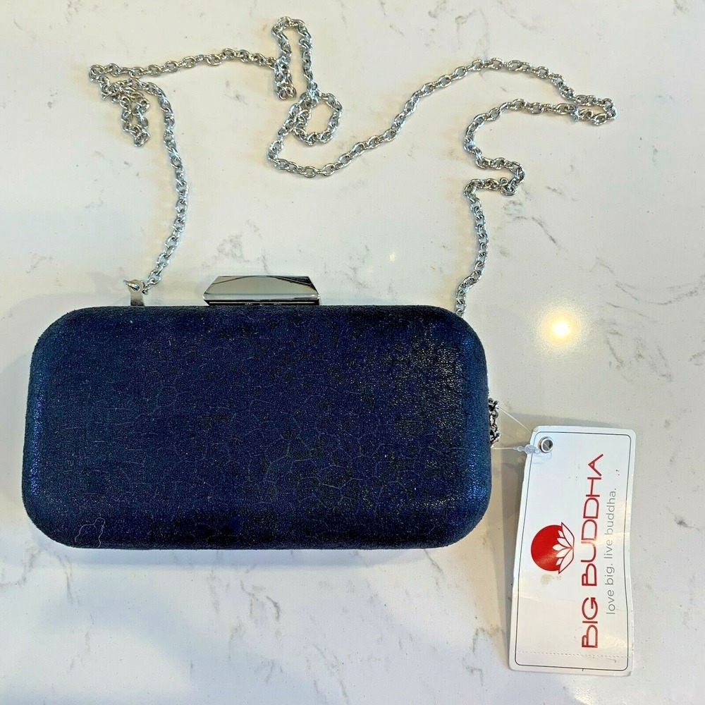 Big Buddha Handbag Black Silver Crossbody Clutch Shoulder Bag New